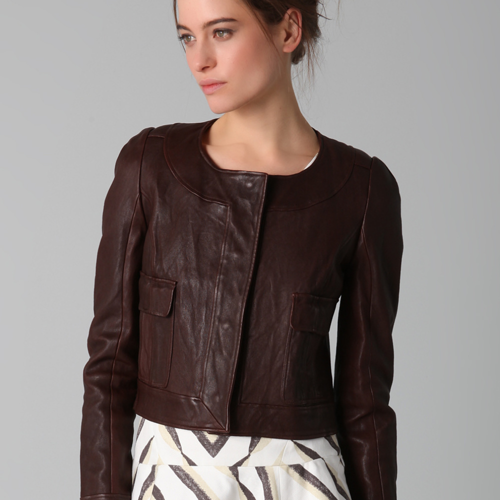 Thakoon Black Pocket Front Leather Jacket 6 NWOT - Picture 7 of 8